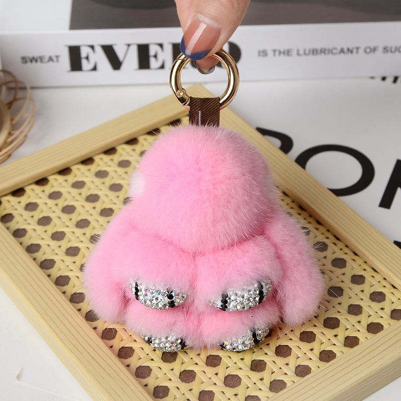 Cute Mini Faux Fur Bunny Charm - Keychain & Bag Accessory