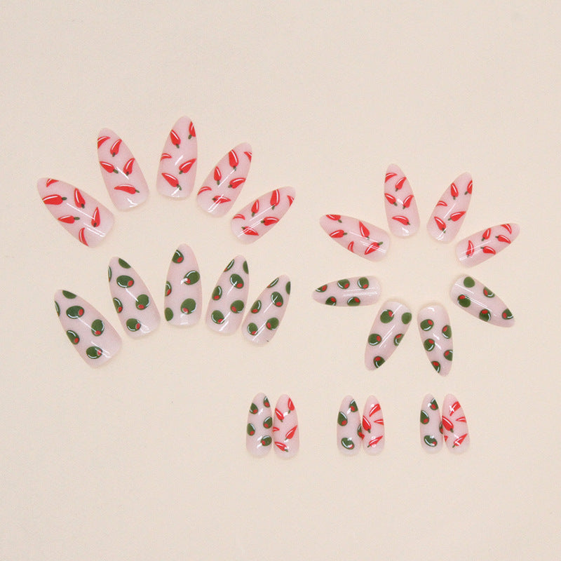 Almond Red Chili Pepper Nails Cute Ins Style-Homeunderwear