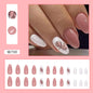 Almond Nails - Soft Peach, Leaf Silhouette, Ready-Made