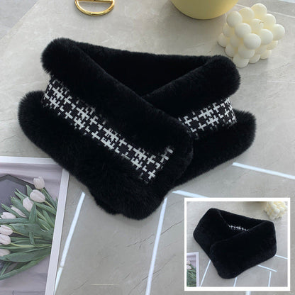 Double-Sided Real Rabbit Fur Scarf - Women's Winter Neck Warmer