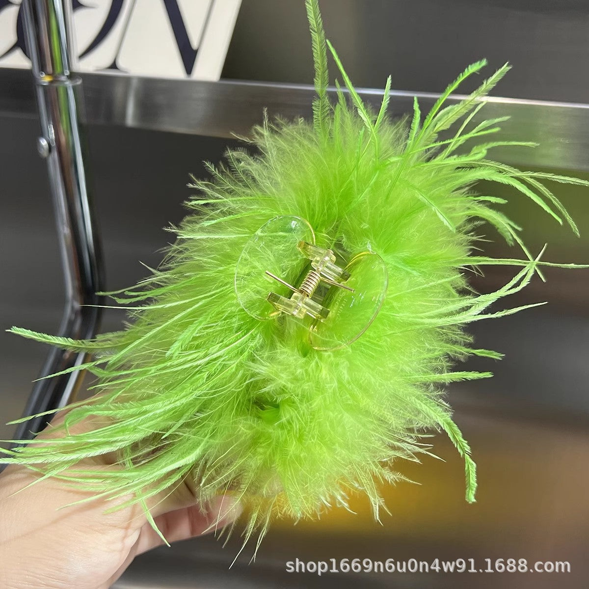 Ostrich Feather Hair Claw Clip Glamorous Accessor