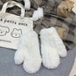 Cute Real Rabbit Fur Mittens - Winter Neck Strap Gloves"