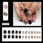 Sweet and Cool Black Gold Short Solid Color Nails