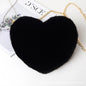 Fashionable Faux Fur Heart-Shaped Bag - Chain Crossbody Purse