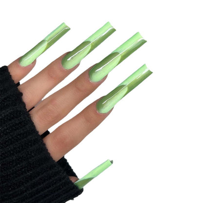 Fluorescent Green Jade Gradient Nail Tips, Wearable Design