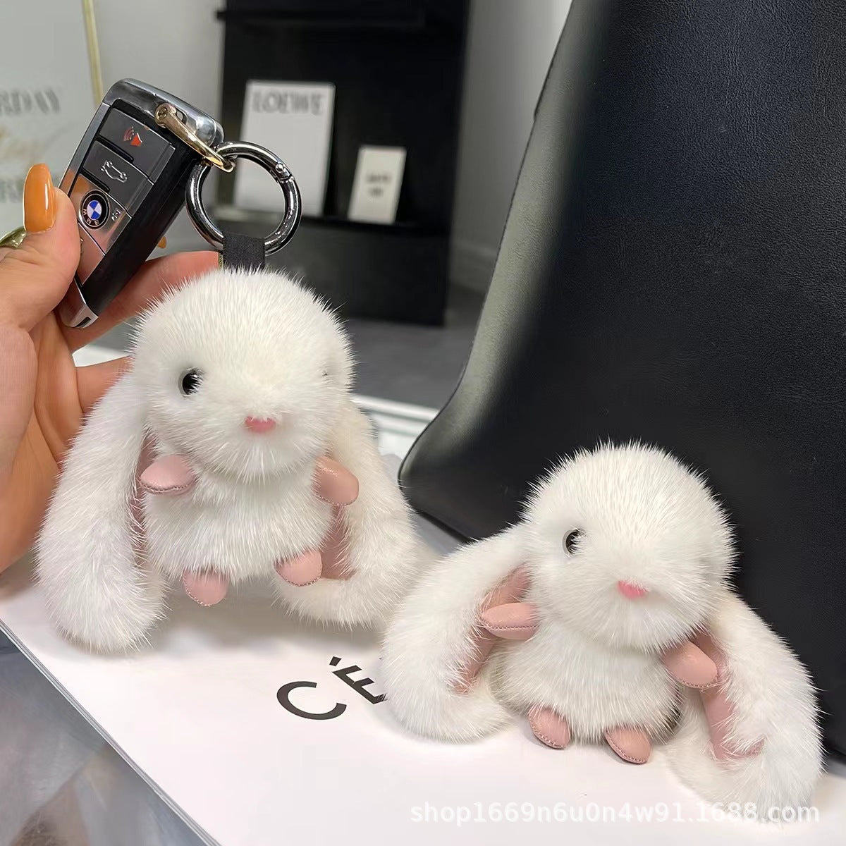 Cute Faux Mink Bunny Keychain Plush Toy Gift