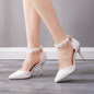 Elegant Lace Single-Strap Stiletto Sandals-Heel Height 7.5CM-Homeunderwear