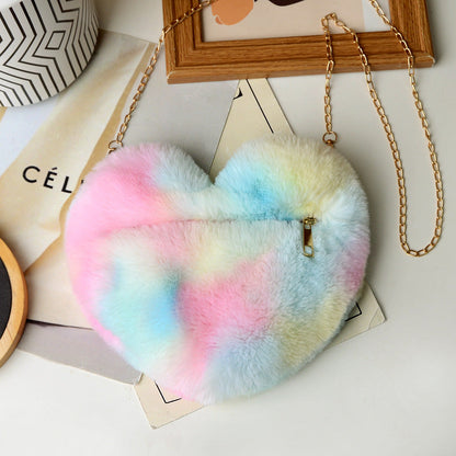 Heart-Shaped Fuzzy Crossbody Bag Winter