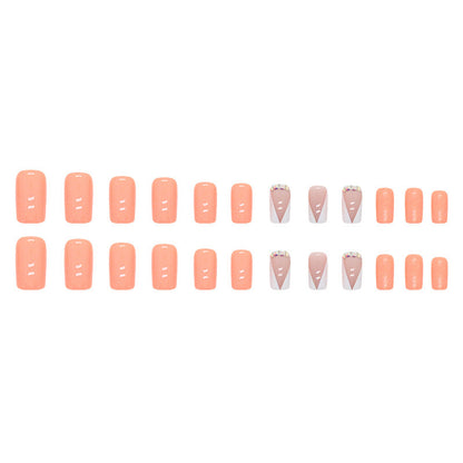 Square Mid-Length Orange Nails - Bright, Solid Color, French Tip