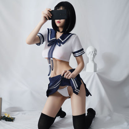 Free Shipping for Sexy Student Uniform Pleated Skirt Sailor Suit Set