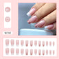 Mid-Length Ballet Nails, Gradual White French with Pink Glitter