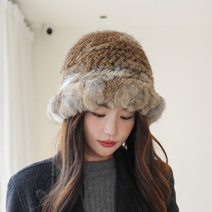 Winter Thick Rabbit Fur Bucket Hat - Warm & Stylish