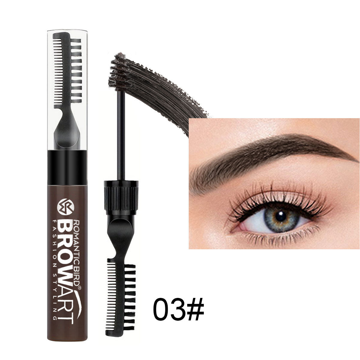 Natural-Look Double-Head Brow Gel with Comb - Waterproof