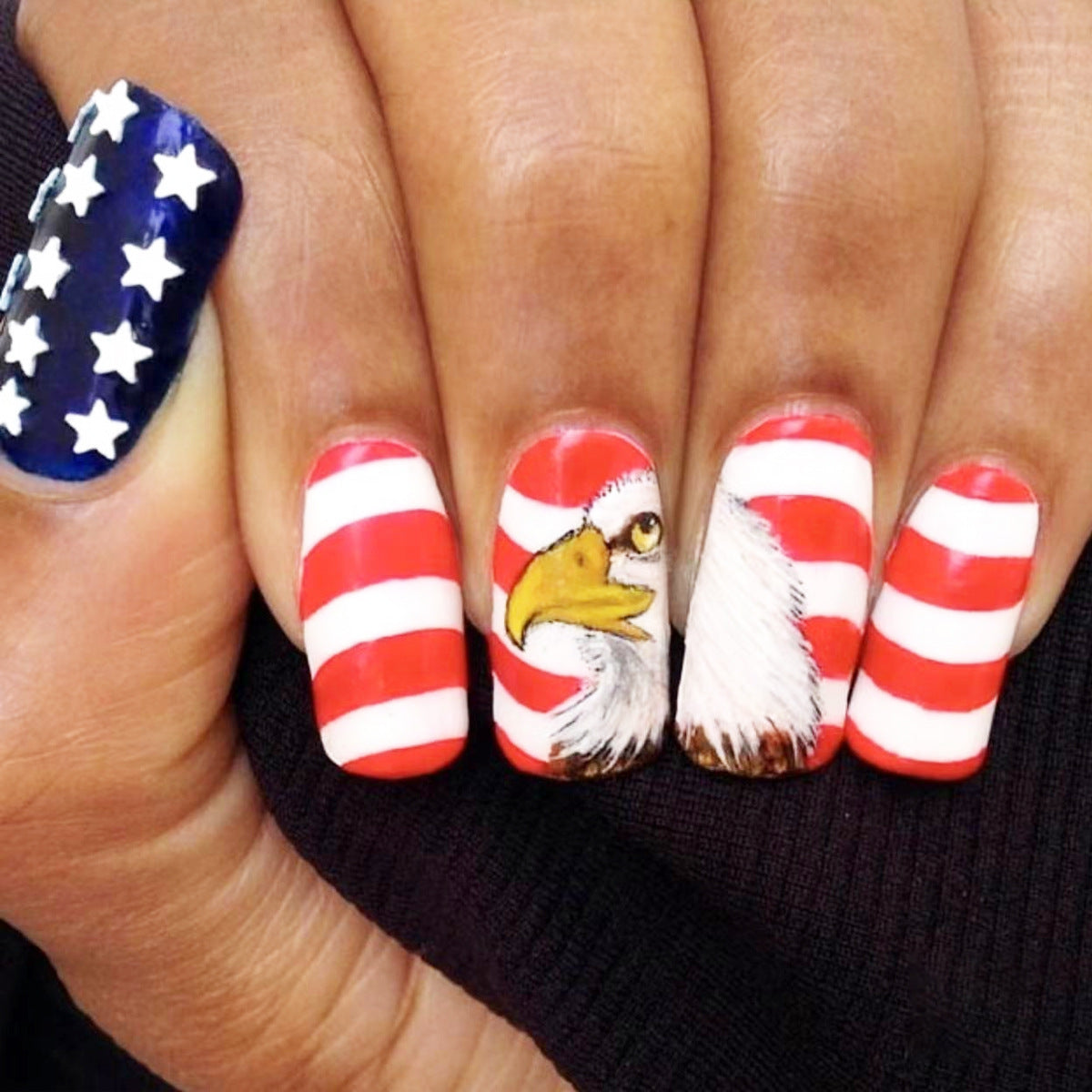 4th of July Red White Blue Star Eagle Nails