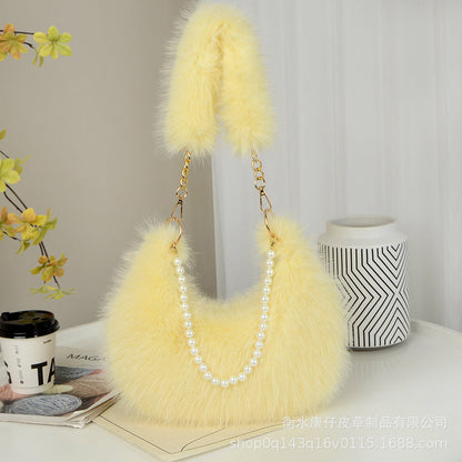 Cute Faux Fur Crossbody Bag - Winter Fashion Tote