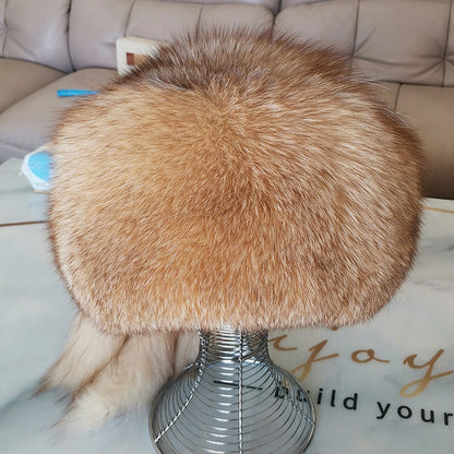 Warm Fox Fur Pom Pom Hat - Winter Accessory