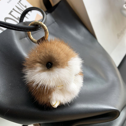 Mink Fur Cute Little Mouse Plush Doll Key Chain Accessory