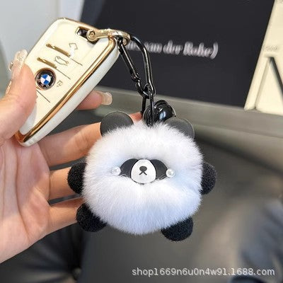 Cute Pom Pom Panda Keychain Fuzzy Toy Charm