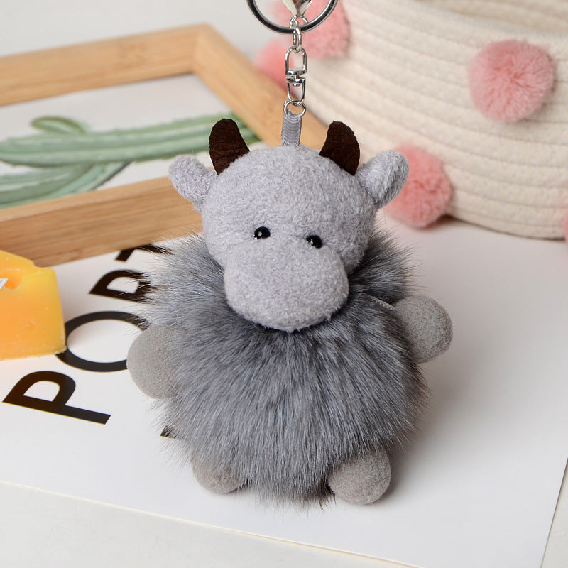 Cute Fuzzy Calf Keychain - Fashionable & Versatile