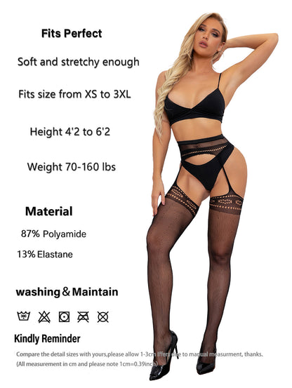 Sexy Jacquard Polka Dot Open Crotch Transparent Mesh Pantyhose