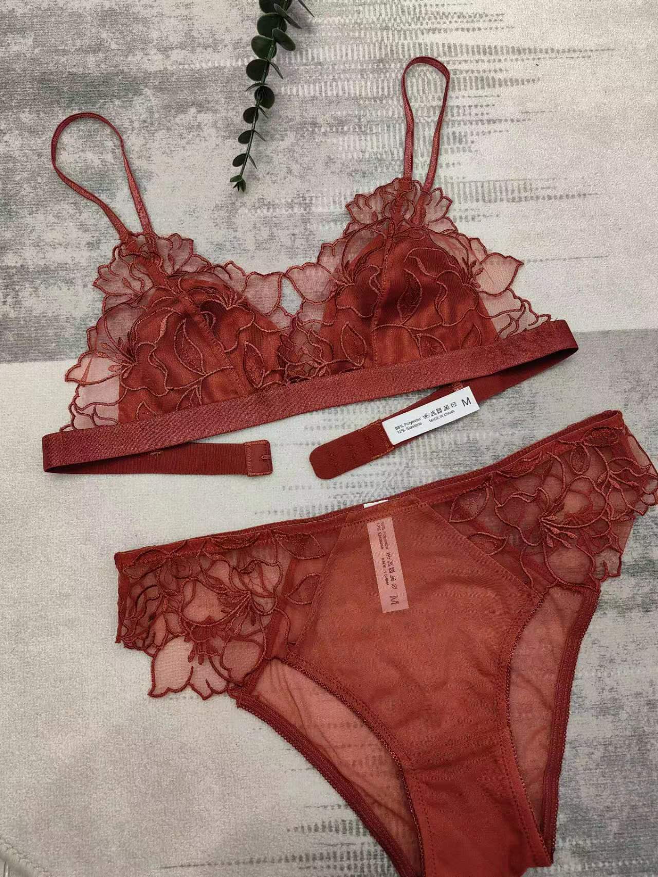 Free Shipping For Sexy Lace Garter Bralette Set