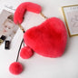 Fashionable Heart-Shaped Fuzzy Handbag - Tote Crossbody