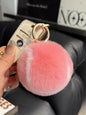 Cute Real Rabbit Fur Tennis Ball Keychain & Bag Charm