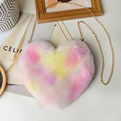 Heart-Shaped Fuzzy Crossbody Bag Winter