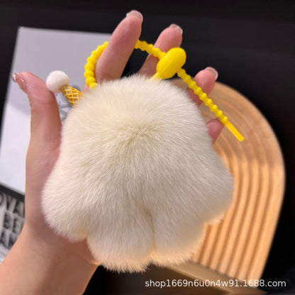 Cute Fuzzy Ice Cream Keychain - 10cm Plush Toy