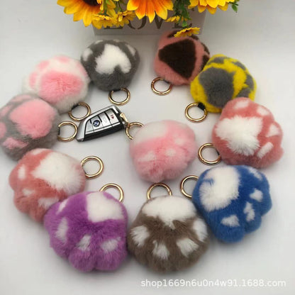 Real Rabbit Fur Paw Keychain Bag Charm