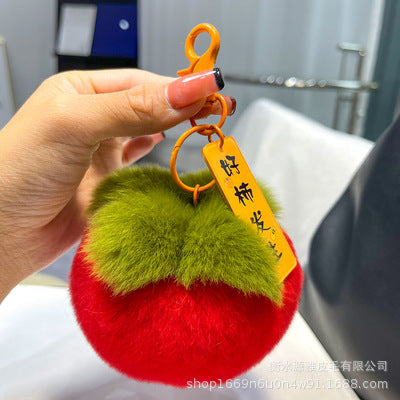 Cute Otter Rabbit Fur Persimmon Keychain Plush Toy Gift