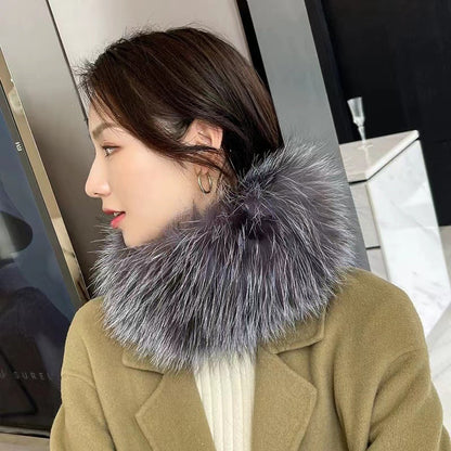 Winter Real Fox Fur Neck Warmer Thick Fur Scarf Headband