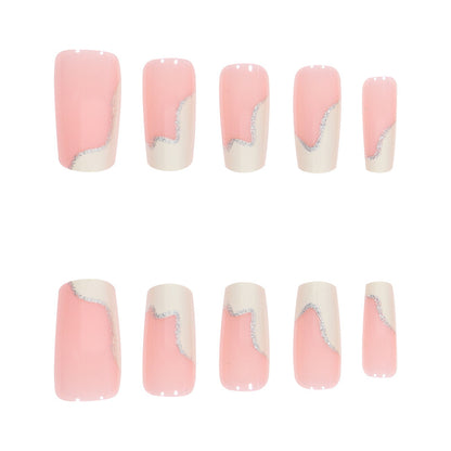 Mid-Length Glitter Detachable Nail Extensions, Trendy Design