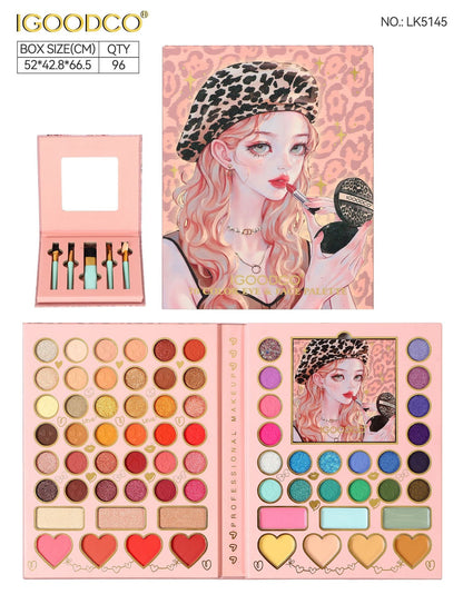 70-Color Sweet Heart Beauty Eye Shadow Palette - Matte & Shimmer with Brush