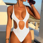 Minimalist Chic Backless Monochrome One-Piece Swimsuit