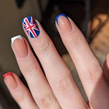 Coronation Day Red Blue White French Nails 2024