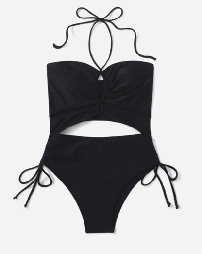 Cross-Back Stylish Hole-Front Bikini Swimsuit