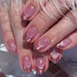 Chic French Cat Eye Nail Tips in Pink Purple