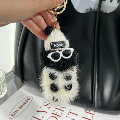 Cute Mink Fur Caterpillar Charm - Keychain & Bag Accessory