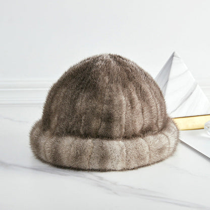 Elegant Mink Fur Beret - Warm Winter Accessory