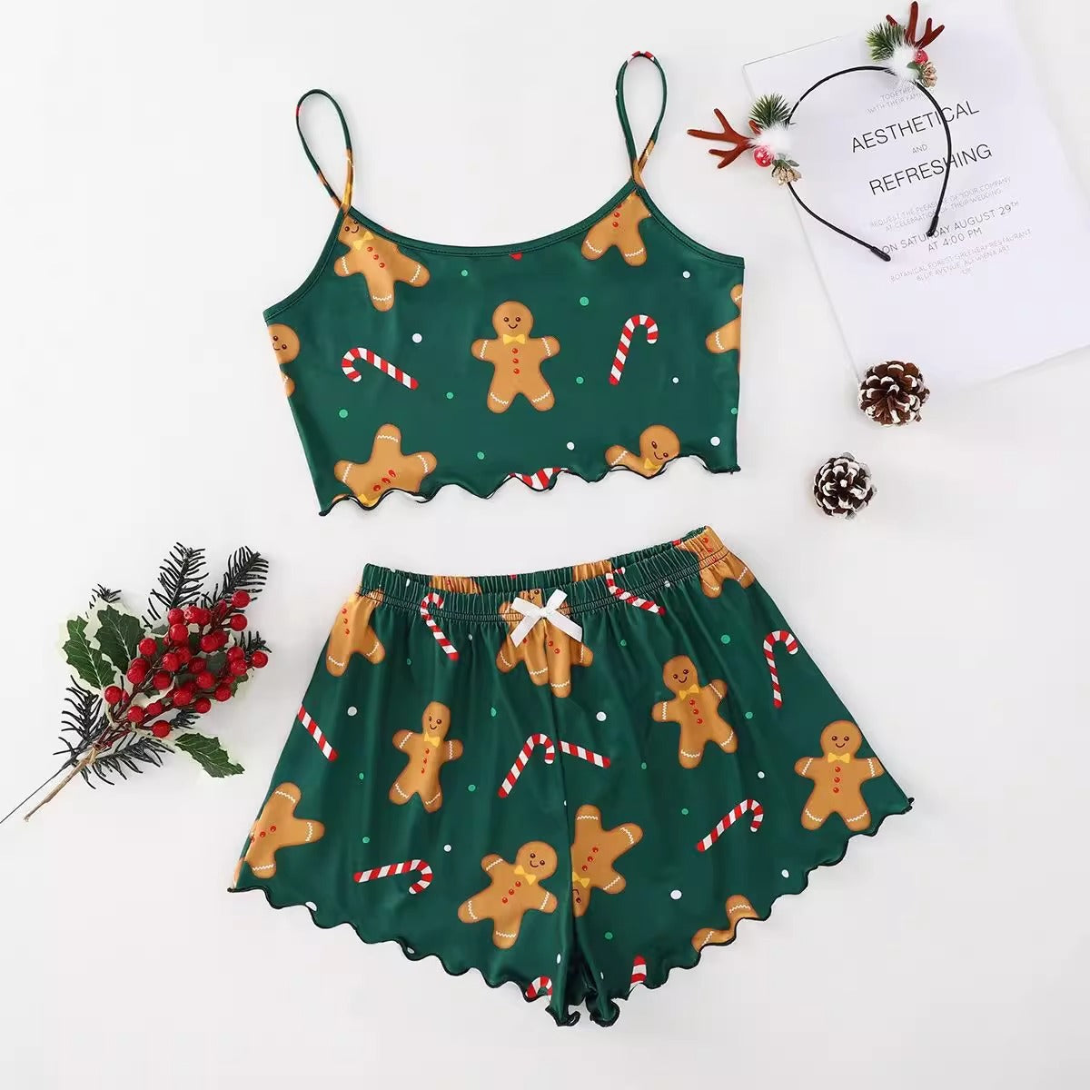 Unisex Satin Christmas Cami Sets