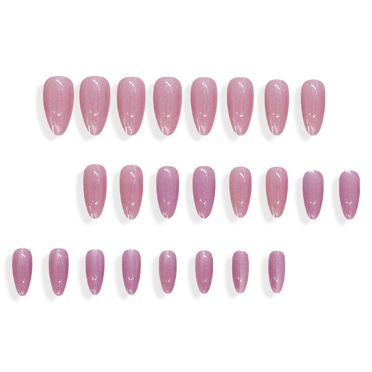 Pink Transparent Cat Eye Medium Almond Nail Tips