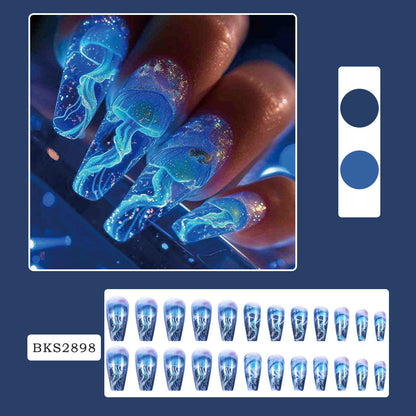 New FashionBlue Jellyfish INS Style Nail Tips