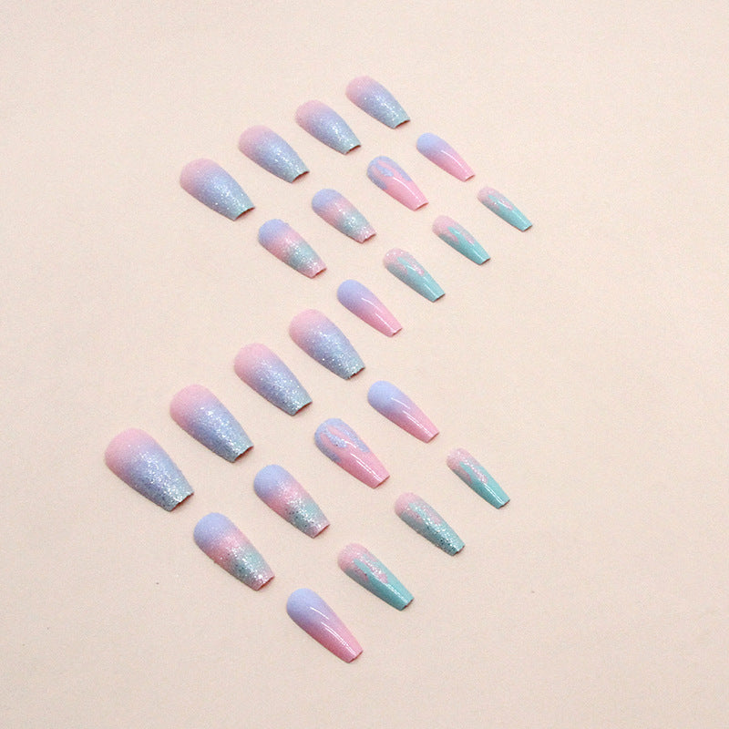 Shiny Macaron Gradient Press-On Nails - Cute