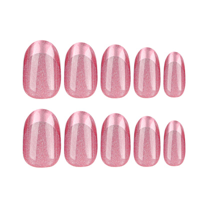 Chic French Cat Eye Nail Tips in Pink Purple