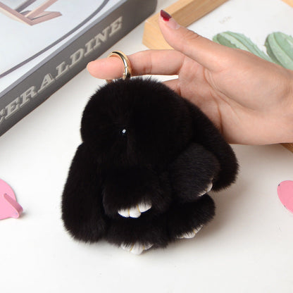 Wholesale Cute Faux Fur Bunny Keychain - Mini Decor