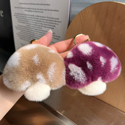 Cute Otter Fur Mushroom Keychain Plush Toy Gift