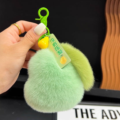 Cute Real Rabbit Fur Pear Keychain - Bag Charm