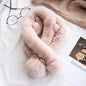 Cute Real Rabbit Fur Scarf with Pom Poms