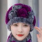 Winter Real Rabbit Fur Flower Ear Flap Hat